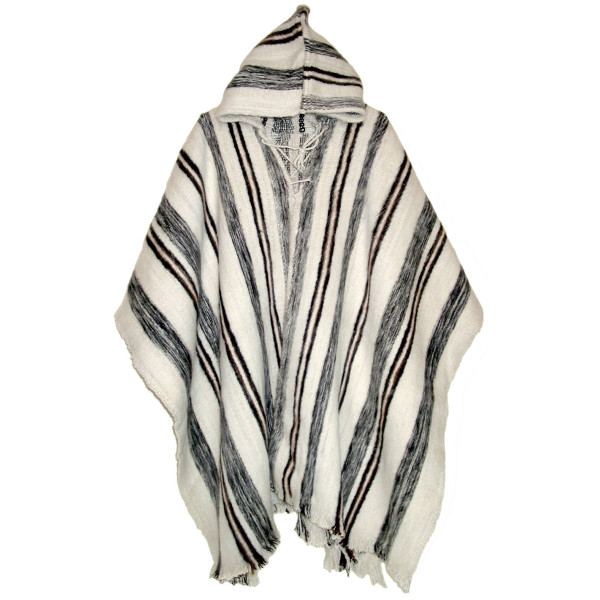 "Huayna" Stripped Poncho with hood - Pure Wool